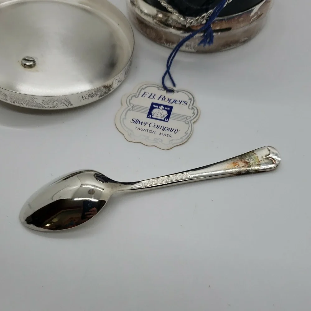 F.B Rogers Silver Co. Drum‎ Jelly Jar -  great for Christmas party serving w/tag